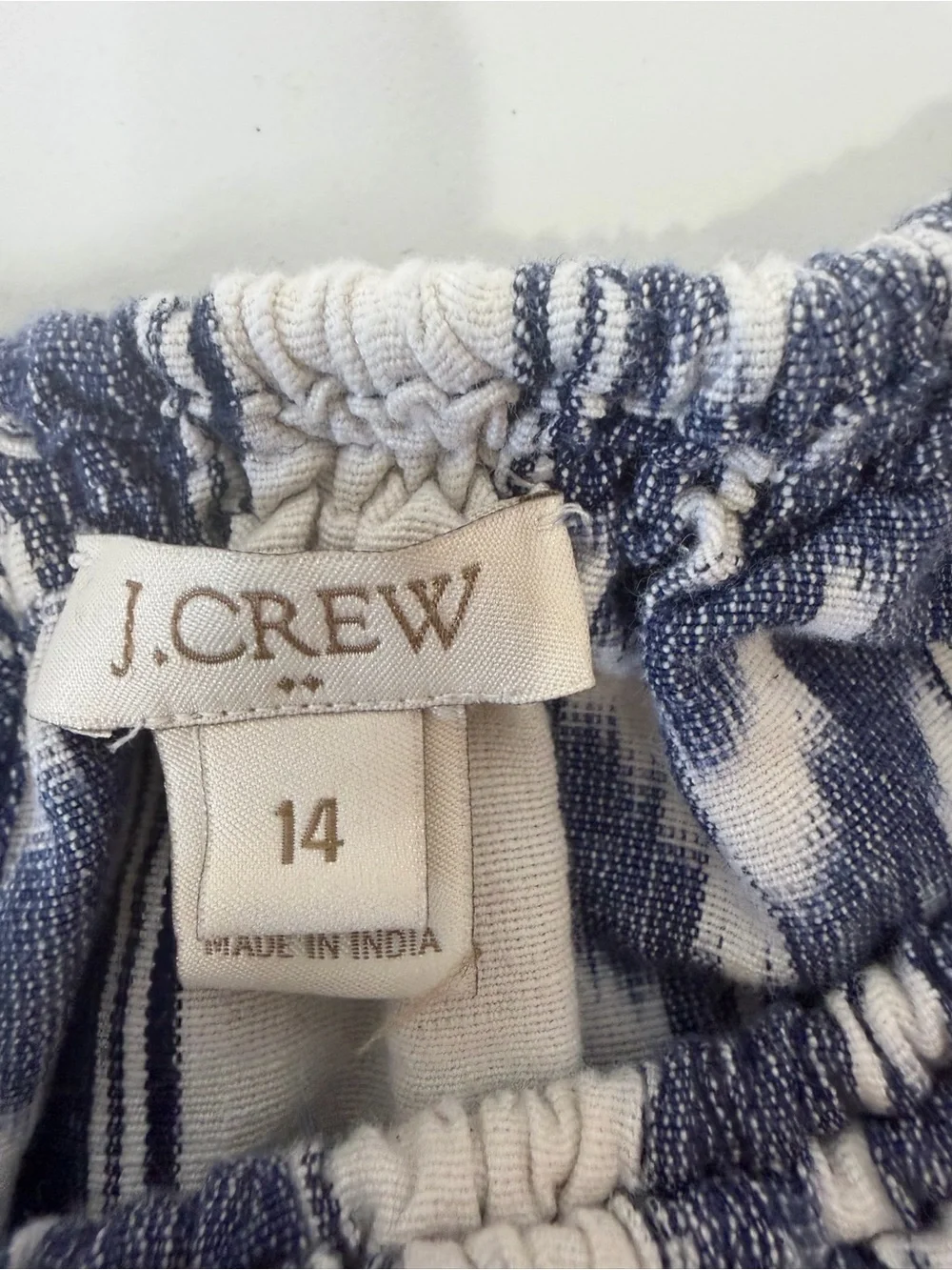 J.Crew Blue & White Ikat Print Rope Strap Tank Top - Picture 7 of 9